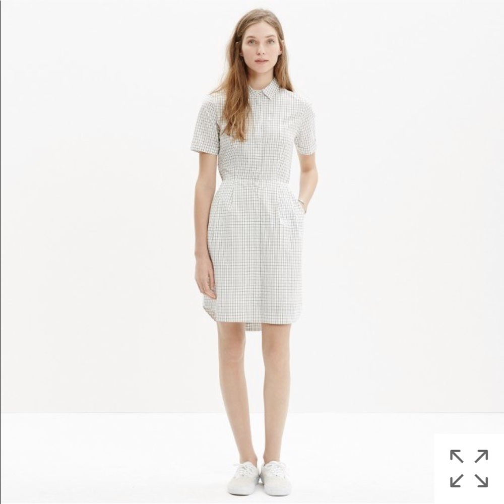 Madewell open back shirtdress on grid print